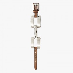 Bracelet Manchette Argent - Ceinture cuir Camel & Etrier équin - CXC