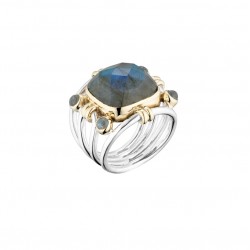 Bague Large argent doré - labradorite signée CANYON