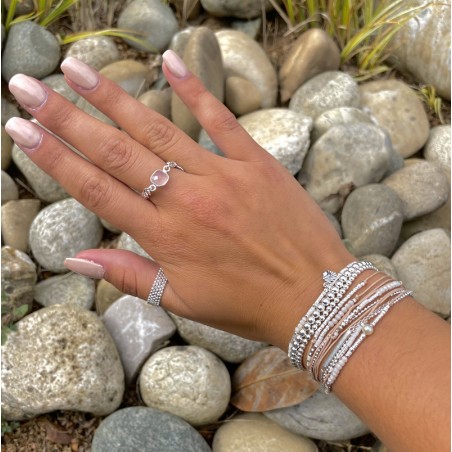 Bague Argent Sterling 650 - Anneaux Roulants Imbriqués - Taille 7.5 - Neuf Sans Emballage - Sans Défaut
