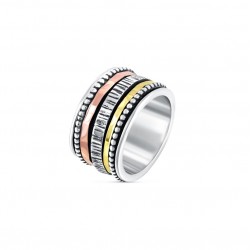 Bague tube Anneaux Argent Or Jaune Or Rose striés - LA FEERIQUE - BAGUES THEMA