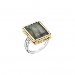 Bague OLYTE argent doré anneau ethnique & Labradorite rectangulaire CANYON BIJOUX