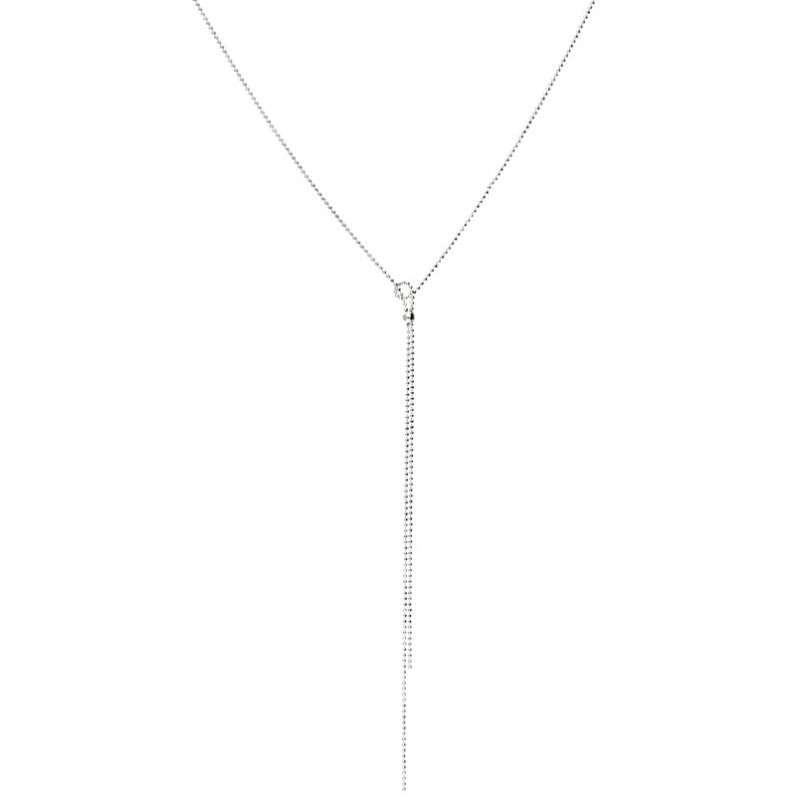 Collier court PURE en Argent - Chaîne diamantée fine en Y - DORIANE Bijoux