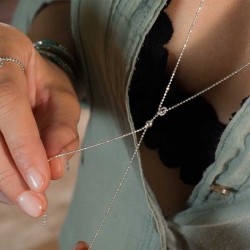 Collier court PURE en Argent - Chaîne diamantée fine en Y