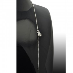 Collier sautoir THE BEST en Argent - Chaîne diamantée fine en Y