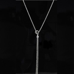 Collier sautoir THE BEST en Argent - Chaîne diamantée fine en Y