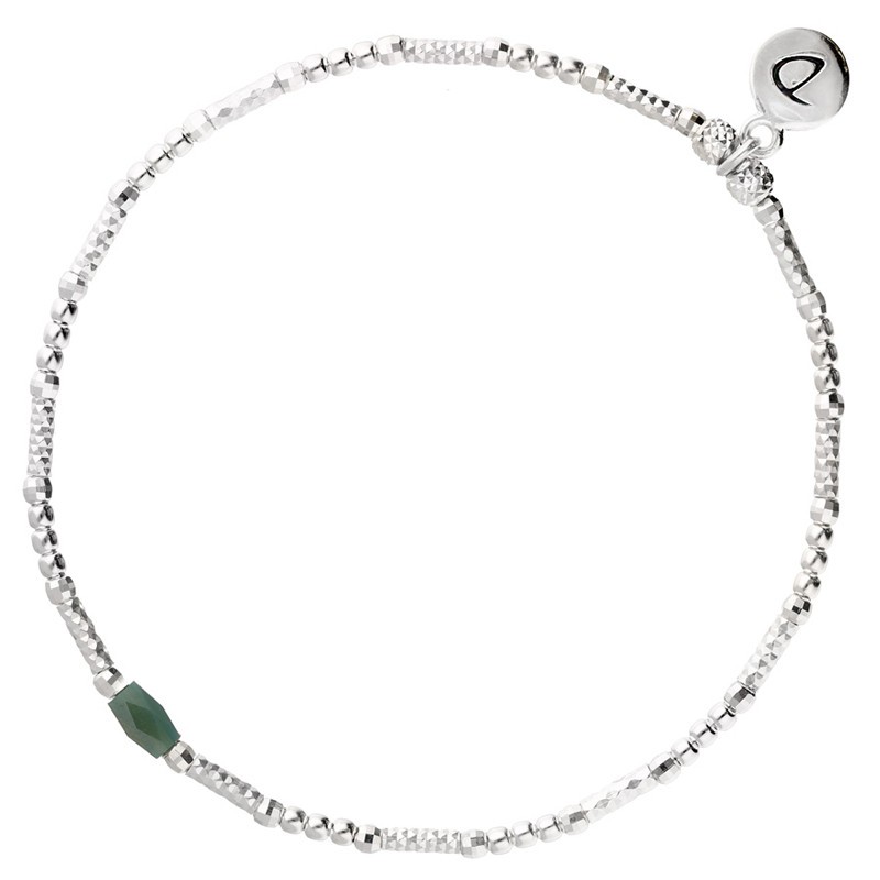 Bracelet fin élastique INFINITY Argent - Perles tubes & Perles kaki foncé - DORIANE Bijoux