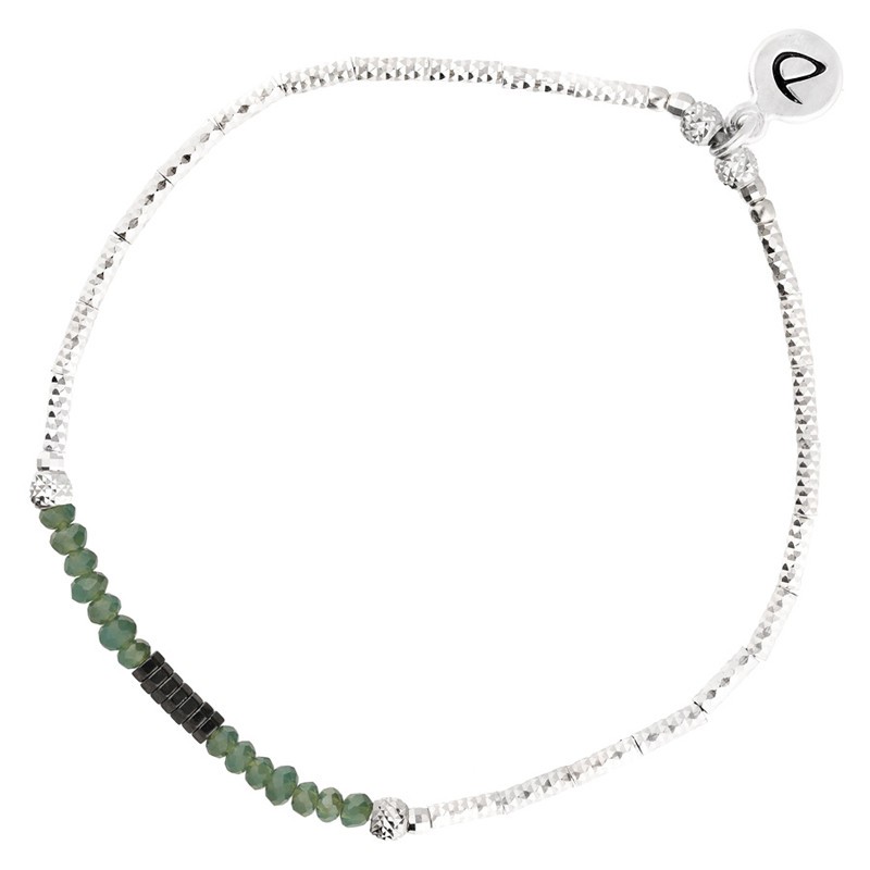 Bracelet élastique SHINNY en Argent - Perles vertes & Hématites noires DORIANE BIJOUX Bracelet élastique SHINNY en Argent - Perles vertes & Hématites noires DORIANE BIJOUX