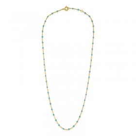 Collier court chaîne fine plaqué Or & Perles de résine turquoise Bijoux Théma