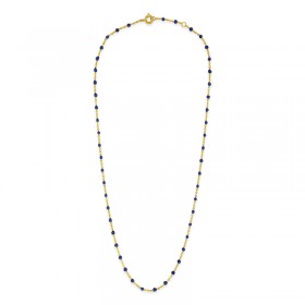 Collier court chaîne fine plaqué or & Perles de résine bleu marine THEMA BIJOUX