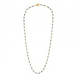 Collier court chaîne fine plaqué or & Perles de résine bleue BIJOUX THEMA