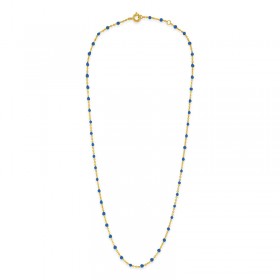 Collier court chaîne fine plaqué or & Perles de résine bleue BIJOUX THEMA