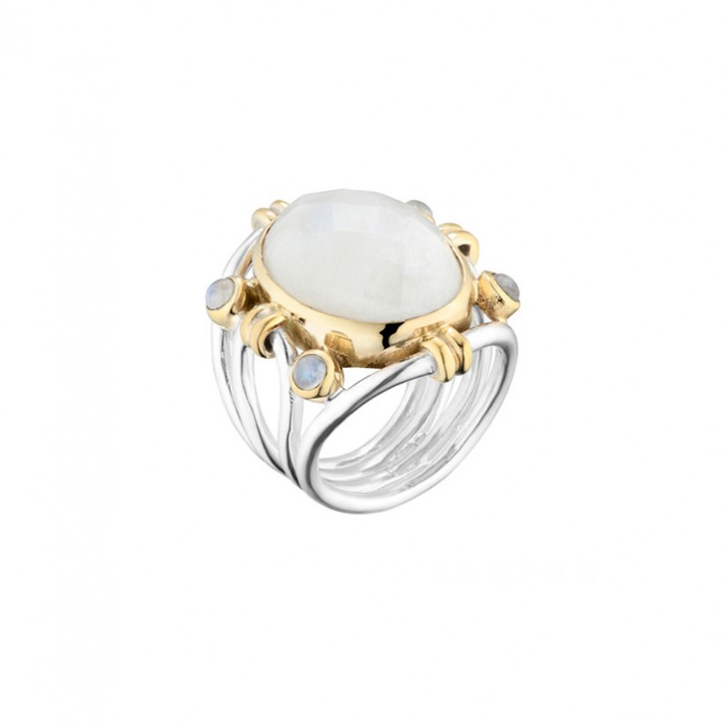 Bague Large OJA argent doré - Perles & Pierre de Lune Canyon Bijoux Bague Large OJA argent doré - Perles & Pierre de Lune Canyon Bijoux