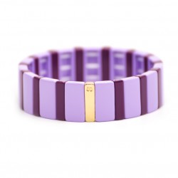 Bracelet élastiqué ARCHI 1 doré & Baguettes émaillées violet de Simone à Bordeaux