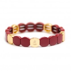 Bracelet élastiqué NEW COLORFUL CO - Pastilles émail doré & Bordeaux de Simone à Bordeaux