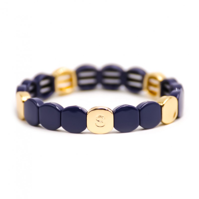 Bracelet élastiqué NEW COLORFUL CO - Pastilles émail doré & Encre de Simone à Bordeaux Bracelet élastiqué NEW COLORFUL CO - Pastilles émail doré & Encre de Simone à Bordeaux
