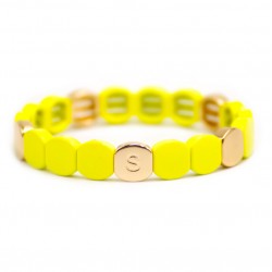 Bracelet élastiqué NEW COLORFUL CO - Pastilles émail doré & Jaune de Simone à Bordeaux