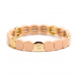 Bracelet élastiqué NEW COLORFUL CO - Pastilles émail doré & Nude de Simone à Bordeaux