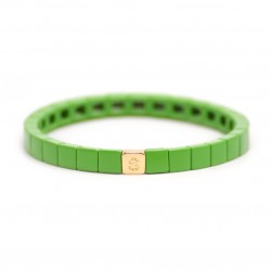 Bracelet élastiqué VERONIKA GOLD & Cubes émaillés vert de Simone à Bordeaux