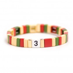 Bracelet élastiqué THREE doré & Barrettes émaillées multicolor de Simone à Bordeaux