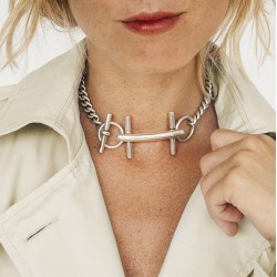 Collier grosses mailles - Ras de cou MORS H tout métal BIJOUX CXC