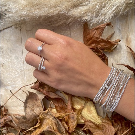 Bague Fine Argent 925 Avec Zirconium Cube Solitaire - Taille Au Choix - Neuve Avec étiquettes