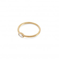 Bague fine LUCILE plaqué or diamantée & Ovale zircon signée Théma