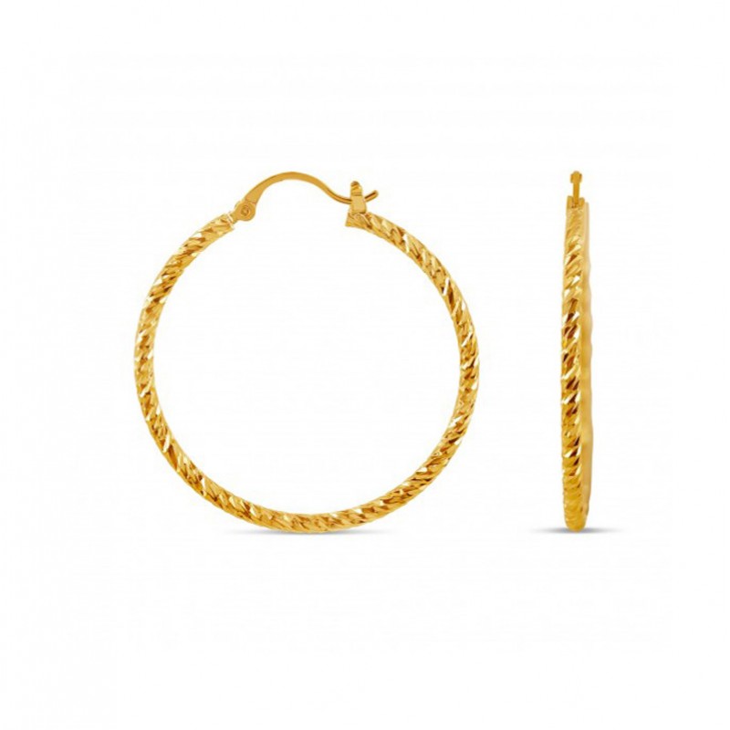 Boucles d'oreilles plaqué or - Créoles texturées écailles 3,5 cm signées Théma Boucles d'oreilles plaqué or - Créoles texturées écailles 3,5 cm signées Théma