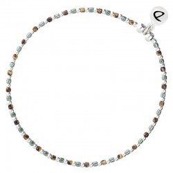 Bracelet élastique GRAIN DE FOLIE - Perles argent & Miyuki vert léopard signé DORIANE Bijoux