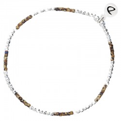 Bracelet élastique NEW BIRDY - Perles argent & Miyuki léopard signé DORIANE Bijoux