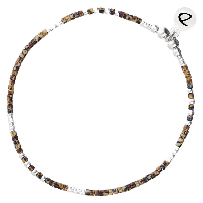 Bracelet élastique FLUFFY - Perles argent & Miyuki léopard signé DORIANE Bijoux