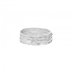 Bague large SEPT ANNEAUX en argent ciselé signé DORIANE Bijoux