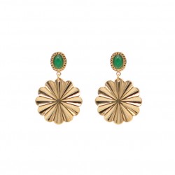 Boucles d'oreilles AZALEE doré - Rosaces & Puces Agates vertes ARGELOUSE