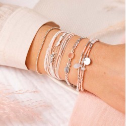 Bracelet élastique très fin BASIC - Mini perles en Argent TAILLE M