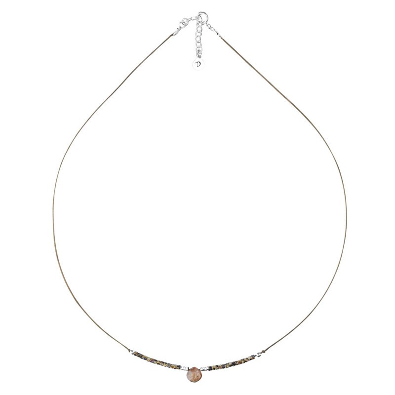 Collier Cordon ras de cou - Miyuki léopard & Pierre Onyx noir DORIANE BIJOUX Collier Cordon ras de cou - Miyuki léopard & Pierre Onyx noir DORIANE BIJOUX