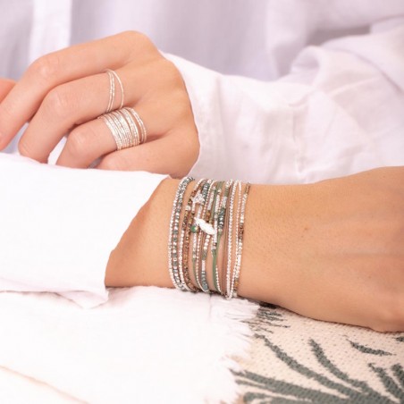 Pépite Bijoux - Bracelet double tours élastique perlé orné d'une
