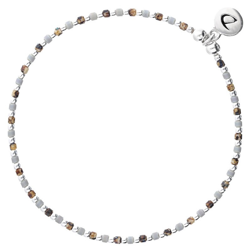 Bracelet élastique GRAIN DE FOLIE - Perles argent & Miyuki noir léopard DORIANE