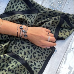 Bracelet multitours VIRTUOSE argent noir marron léopard & Gouttes onyx