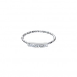 Bague Anneau strié en argent & Barrette incrustées d'oxydes signée DORIANE Bijoux