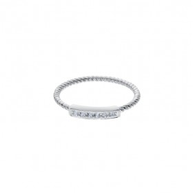 Bague Anneau strié en argent & Barrette incrustées d'oxydes signée DORIANE Bijoux