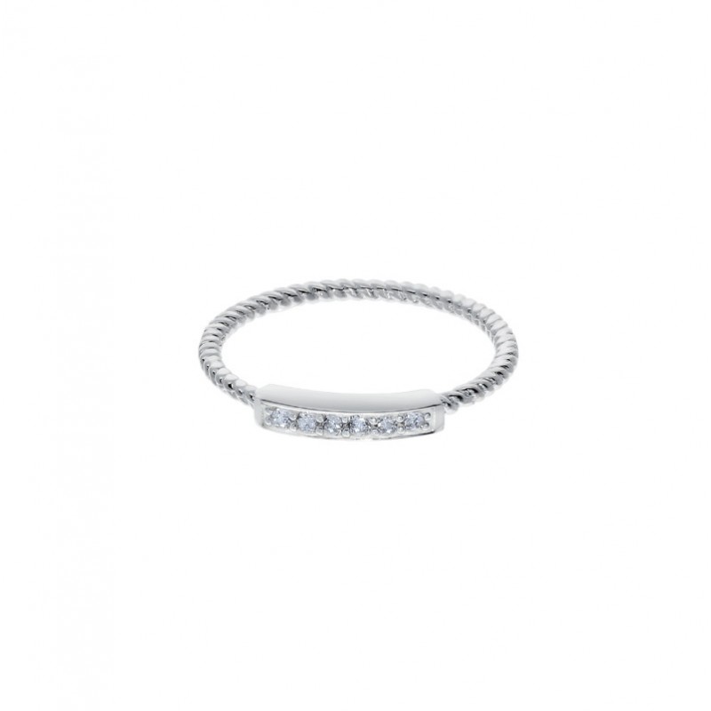 Bague Anneau strié en argent & Barrette incrustées d'oxydes signée DORIANE Bijoux Bague Anneau strié en argent & Barrette incrustées d'oxydes signée DORIANE Bijoux
