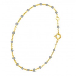 Bracelet chaîne fine plaqué or  & Perles de résine grise THEMA PLAQUE OR