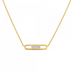Collier court chaîne fine Luminaire plaqué or & Décor zircons signé THEMA