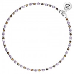 Bracelet élastique GRAIN DE FOLIE - Perles argent & Miyuki violet léopard DORIANE BIJOUX