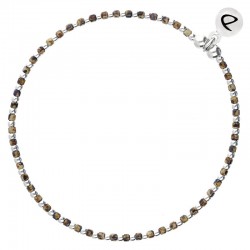 Bracelet élastique GRAIN DE FOLIE - Perles argent & Miyuki léopard DORIANE