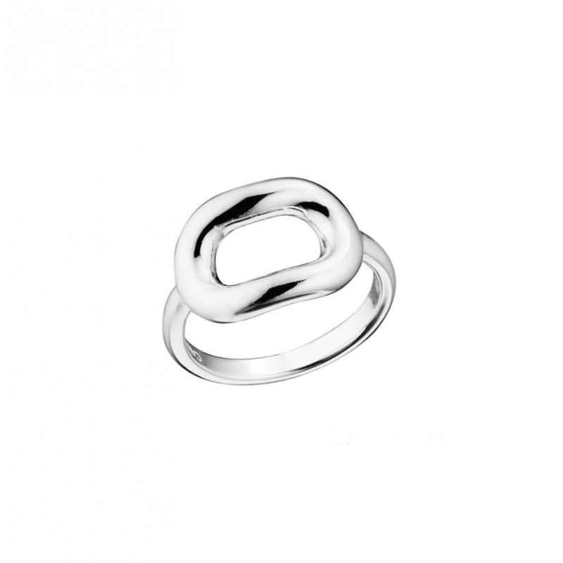 Bague Large en Argent - Anneau & rectangle arrondi signée CANYON Bague Large en Argent - Anneau & rectangle arrondi signée CANYON