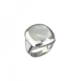 Bague Large en Argent - Anneau & Carré nacre grand modèle signée CANYON