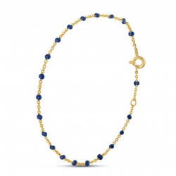 Bracelet chaîne fine plaqué or & Perles de résine bleu marine - THEMA BIJOUX