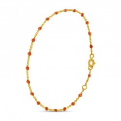 Bracelet chaîne fine plaqué or & Perles de résine orange THEMA PLAQUE OR
