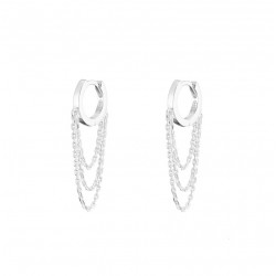Boucles d'oreilles Pendantes - Mini-anneau & Chaînettes en argent CANYON