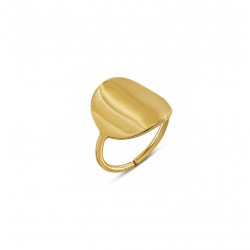 Bague fine plaqué or UOVO - Anneau ouvert & Médaille lisse THEMA